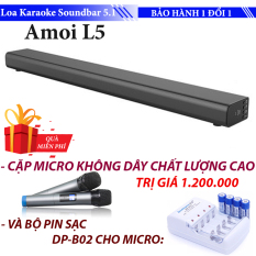 Loa Karaoke cao cấp 5.1 Amoi-L5 Tặng Kèm 2 Micro không dây – Karaoke Soundbar Hát Karaoke cực đỉnh + Tặng bộ pin sạc cho Micro không dây