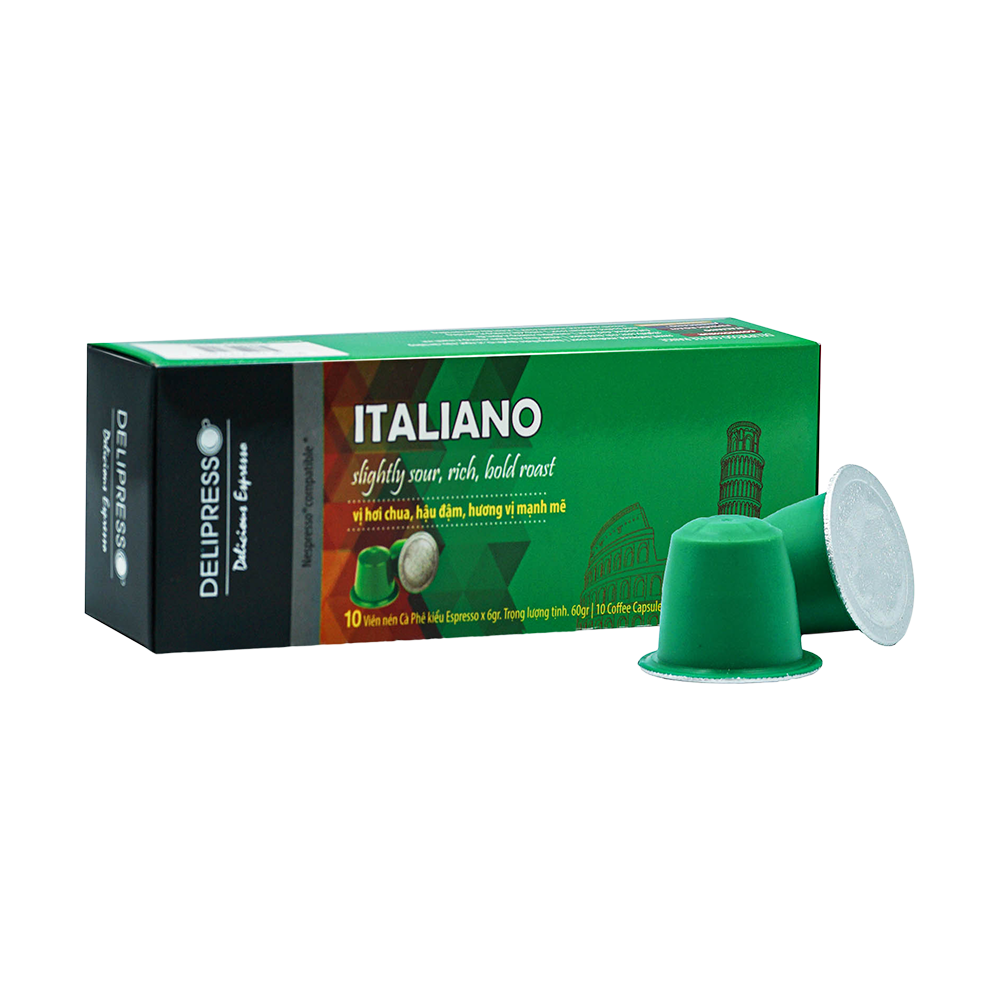 [HCM]Cà phê viên nén Delipresso Italiano 10 viên x 6g - Viên nén cà phê - Cà phê pha máy...