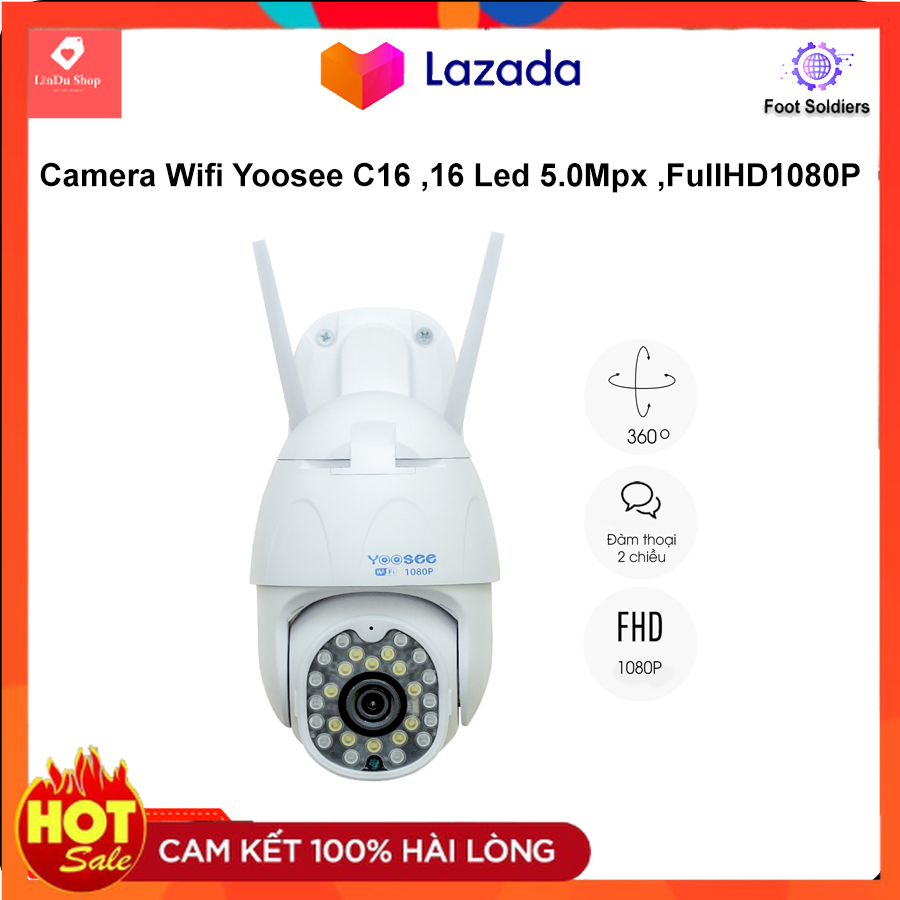 [HCM] Camera Wifi Yoosee 5.0Mpx C16 16 Led , FullHD1080P - 5.0Mpx ,Hệ thống tín hiệu: PAL/NTSC - Nhiệt độ...