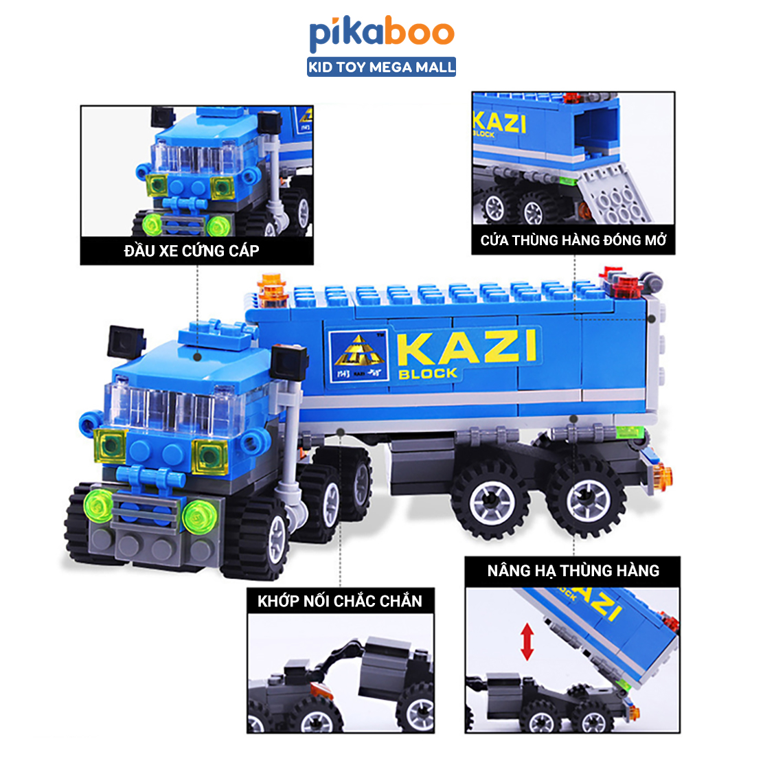 Đồ chơi lắp ráp xếp hình lego xe tải chở hàng Pikaboo 163 chi tiết bằng nhựa ABS cao cấp...