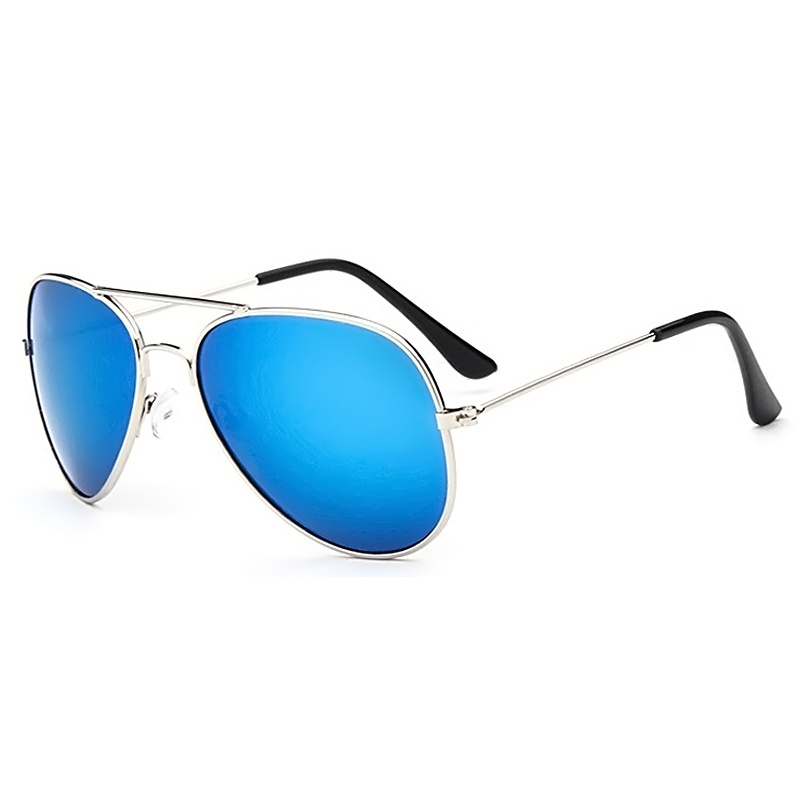 Giá bán 1 Pair Unisex Kid Child Mirror Lens Metal Frame Sunglasses Shades Sun Glasses for Kids Children Silver Frame + Blue Lens - intl