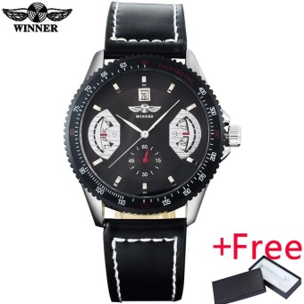 2016 WINNER brand men mechanical automatic self wind watches red dial auto date black leather straps transparent back case clock...