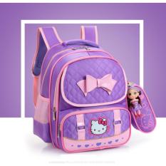 Balo đi học cao cấp mèo Kitty kèm ví + búp bê, chống gù lưng cho bé KDR-BL024 Kodoros