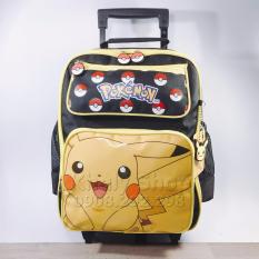 BALO KÉO , CẶP TÁP 3 NGĂN 14” HÌNH POKEMON , PIKACHU MÀU ĐEN VÀNG DÀNH CHO TRẺ EM , BÉ TRAI , HỌC SINH – PO65023 (30x36x12cm)