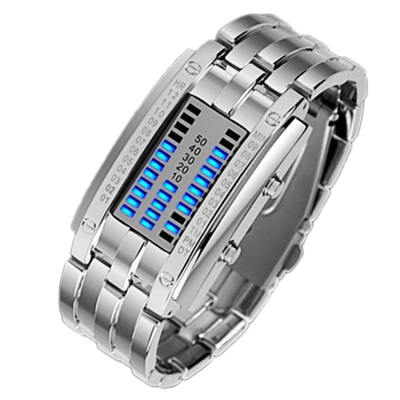 Nơi bán Binary Matrix Blue LED Waterproof Digital Wrist Watch Silver for Women - intl