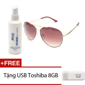 Bộ 1 kính mát nam và 1 chai nước rửa kính MKH 7011 (Trà) + Tặng 1 USB Toshiba 8GB...