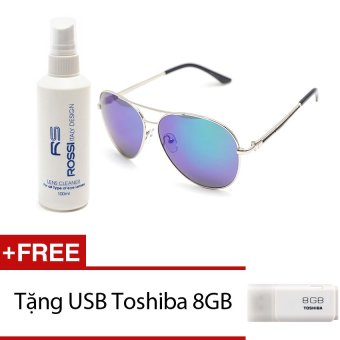 Bộ 1 kính mát nam và 1 chai nước rửa kính MKH 7011 (Xanh) + Tặng 1 USB Toshiba 8GB...