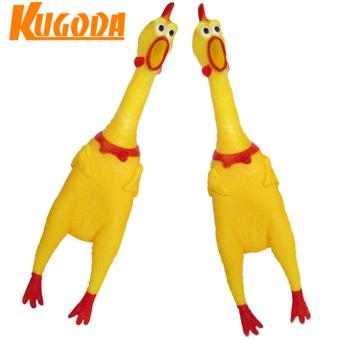 Bộ 2 con gà Shrilling chicken có còi Kugoda 17cm - kgd026 màu vàng  