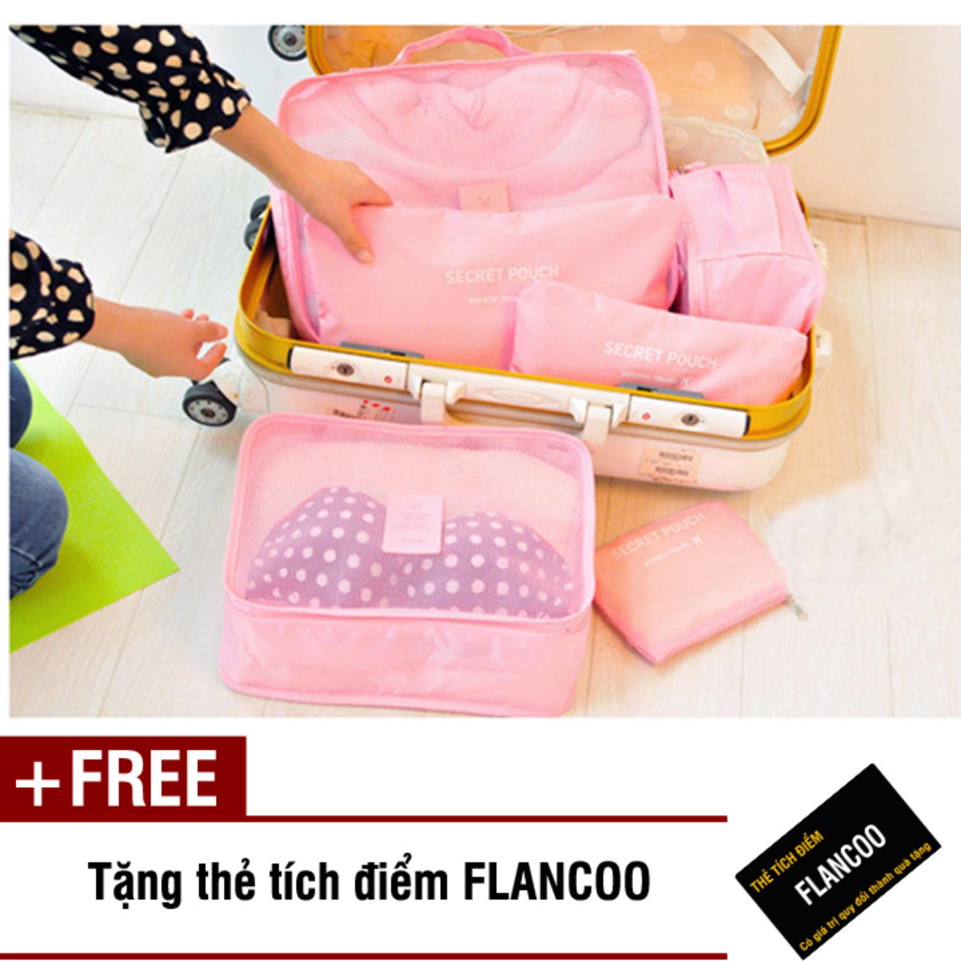 Bộ 6 túi đựng đồ đi du lịch Flancoo 3701 (Hồng) + Tặng kèm thẻ tích điểm Flancoo