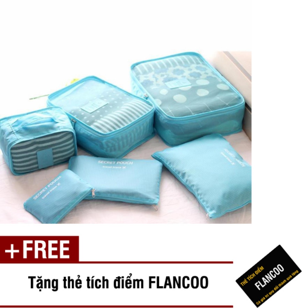 Bộ 6 túi đựng đồ đi du lịch Flancoo 3702 (Xanh dương) + Tặng kèm thẻ tích điểm Flancoo