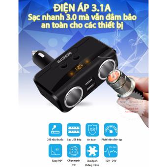 Bộ Chia Tẩu Sạc Oto, Xe Hơi Cao Cấp 2 Tẩu - 2 Cổng USB HYUNDAI Có LED Báo ắc Quy April 2018 - 2 Bộ chia tẩu sạc oto, xe hơi cao cấp 2 tẩu - 2 cổng USB HYUNDAI Có LED báo ắc quy - 2