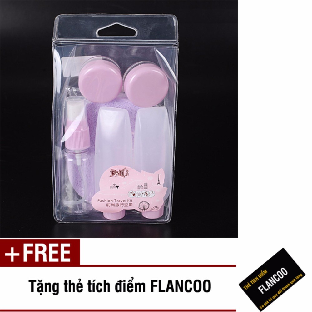 Bộ chiết mỹ phẩm du lịch 7 món Flancoo S1232 (Tím) + Tặng kèm thẻ tích điểm Flancoo