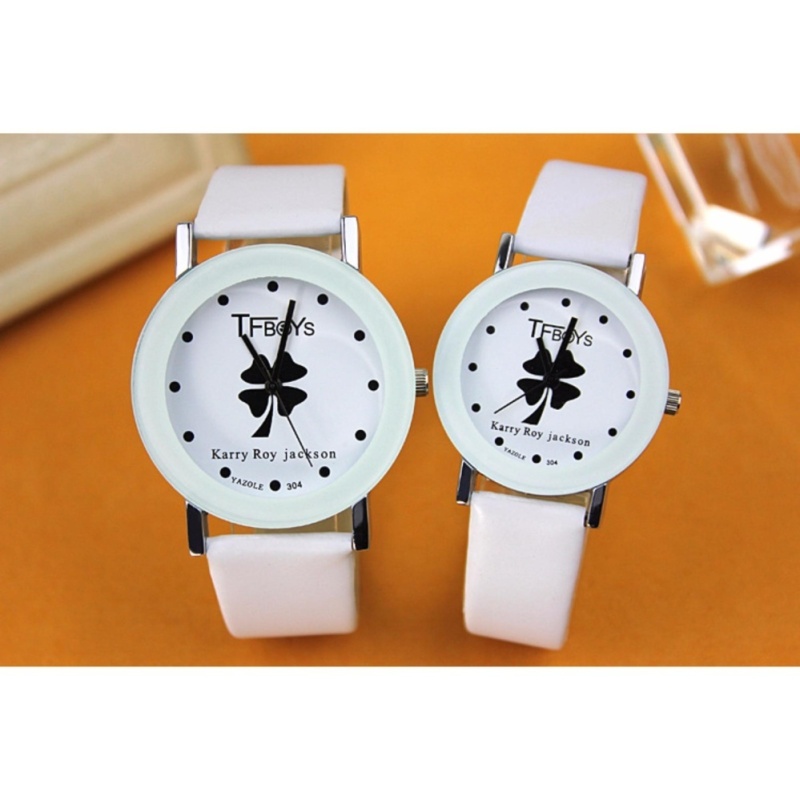 Nơi bán Bộ đôi Đồng hồ dây da nữ Yazole 304 trắng