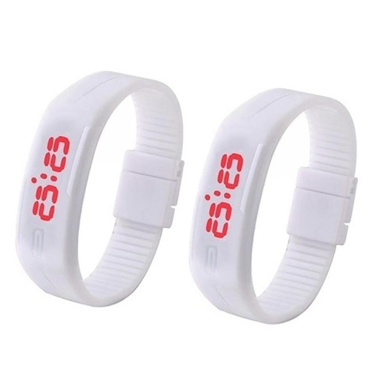 Bộ đôi đồng hồ LED dây nhựa PGH02 (Trắng) bán chạy