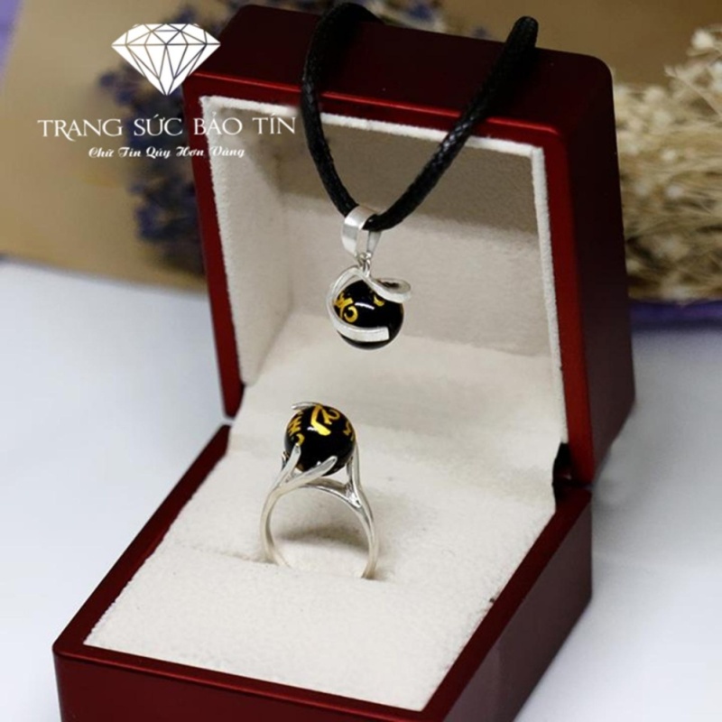 Bộ Trang Sức Phong Thủy Đá Obsidian Đen Phong Thủy BẢO TÍN (Đen)