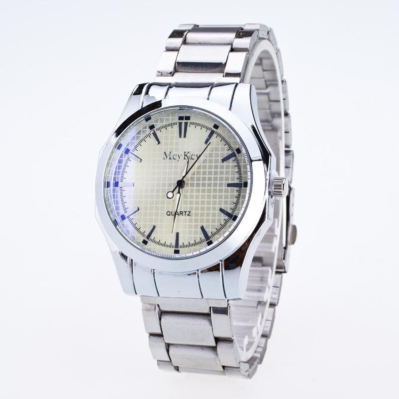 Bounabay Brand Men's Bright Blue Light Nail Shape Scale Grid Dial Quartz Wrist Watch - intl