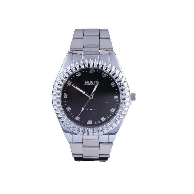 Bounabay Brand Men's Fashion Gear Shape Bezel White Alloy Strap Diamond Dial Quartz Wrist Watch - intl