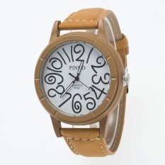 Bounabay Brand Men’s Round Case 12 Digit Dial Leather Strap Quartz Wrist Watch – intl
