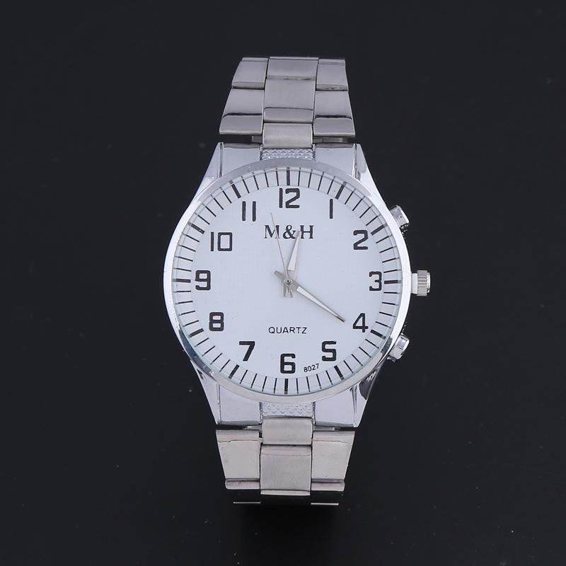 Bounabay Brand Men's Simple Atmosphere 12 Digit Dial Alloy White Strap Quartz Wrist Watch - intl