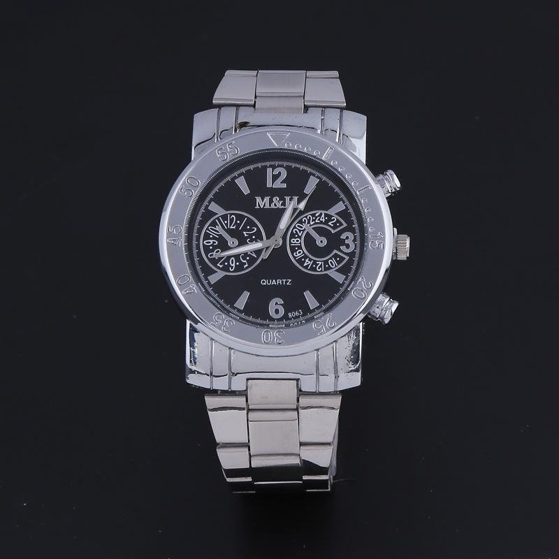Bounabay Brand Men's Simple Atmosphere 3 Digit Scale False 2 Eyes Dial White Alloy Strap Quartz Wrist Watch - intl