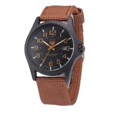 Bounabay Outdoor man unique design canvas stainless steel calendar leisure quartz simulation watch case – intl