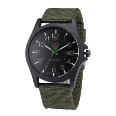 Bounabay Outdoor Mens Unique Design Canvas Band Calendar Casual Quartz Watch Stainless Steel Case – intl