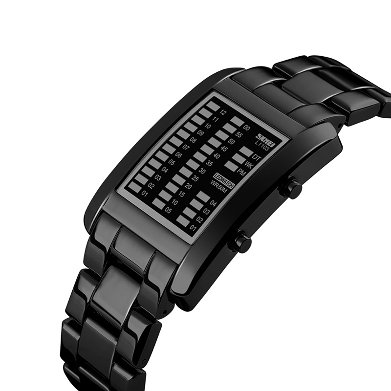 Brand Rectangle Digital Watch Men Electronic LED Water Resistant Wristwatch Calendar 1103