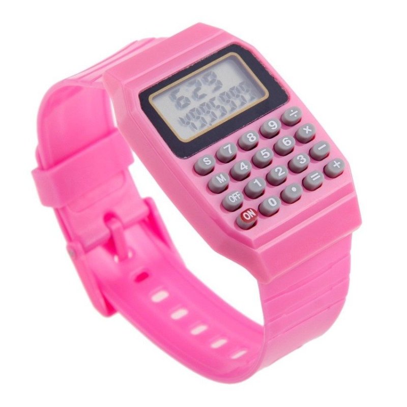 Children Silicone Date Multi-Purpose Kids Calculator Wrist Watch (Pink) - intl bán chạy