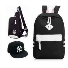 Combo 2403+: balo Laptop Hàn Quốc 2403 16inch + Túi đeo vai tiện ích + NÓN SNAPBACK (màu đen)