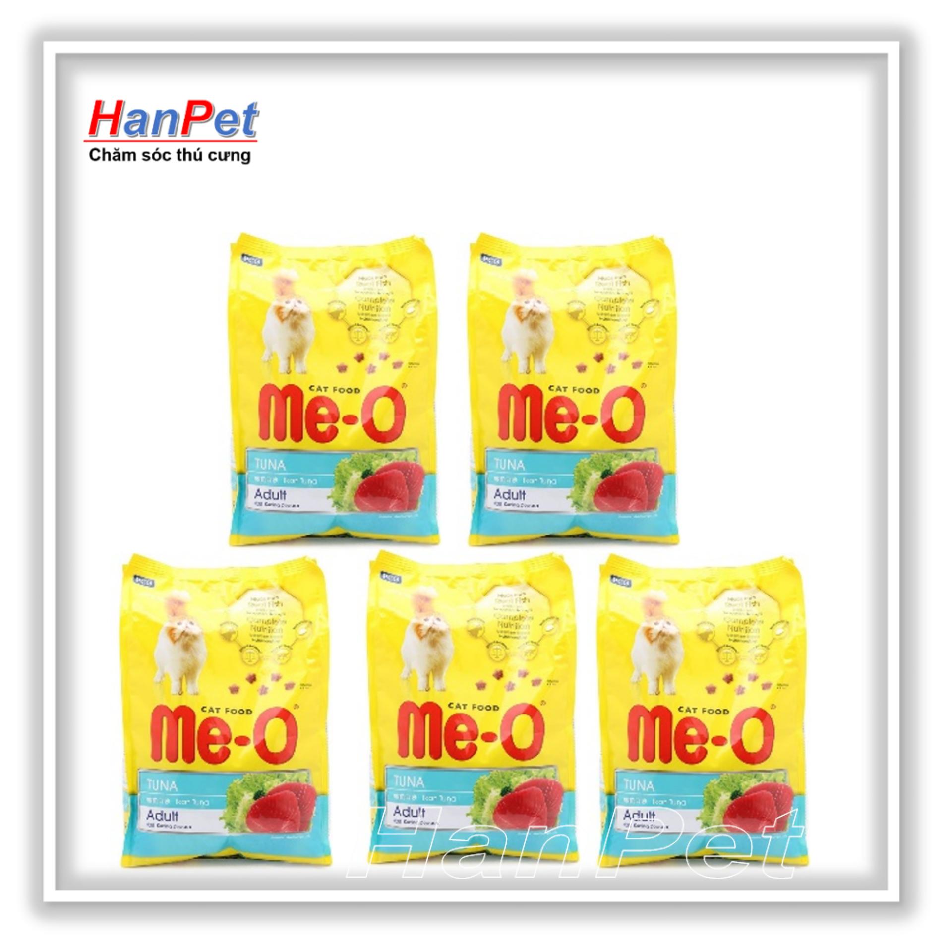 Combo 5 gói ME-O 350gr - Thức ăn dạng hạt cho mèo lớn vị CÁ NGỪ (hanpet 201c)
