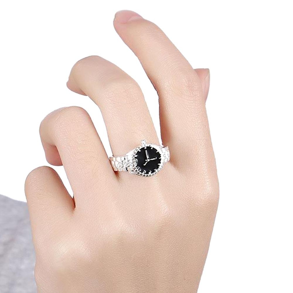 Creative Women Quartz 925 Silver Finger Ring Watch Alloy Personality Jewelry
