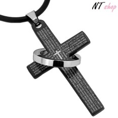 Dây Chuyền Nhẫn Titan ĐEN Chữ Thập Cá Tính Phong Cách Âu Mỹ NLNHANCHUTHAP01