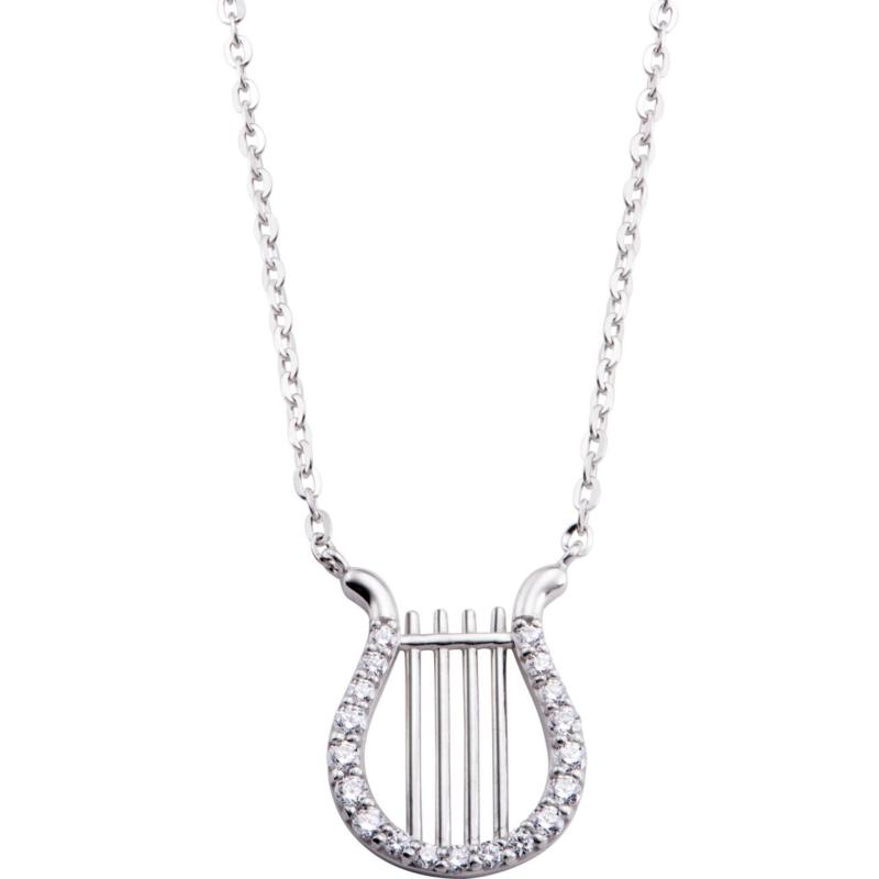 Dây cổ bạc hình cây đàn PNJSilver Music Lovin đính đá