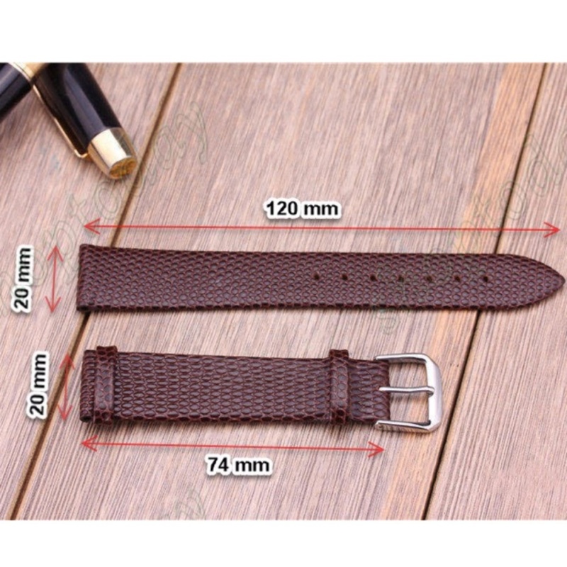 Dây da đồng hồ 20 mm, da bò thật  ( Genuine leather) tạo vân thằn lằn( lizard skin) bán chạy