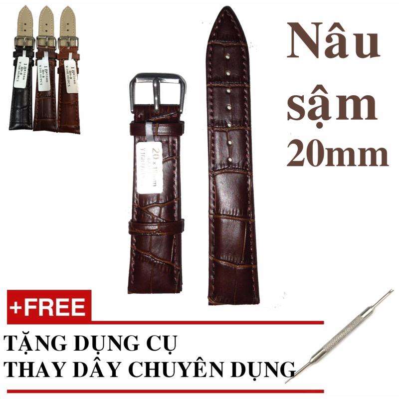 Dây da đồng hồ đeo tay vân cá sấu cao cấp - Genuine leather (22mm) bán chạy