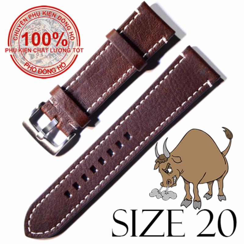 Dây đồng hồ da bò cao cấp SIZE 20mm (cà phê) bán chạy
