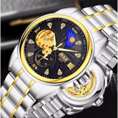Đồng hồ cơ Automatic nam dây thép Bosck 6537 Golden (Dây Demi, Mặt Đen) + Tặng Kèm Hộp