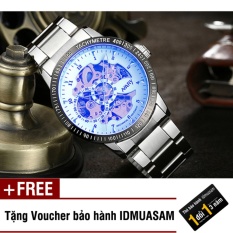 Đồng hồ cơ tự động dây thép không gỉ Nary 6094 (Mặt trắng ánh xanh) + Tặng kèm voucher bảo hành IDMUASAM