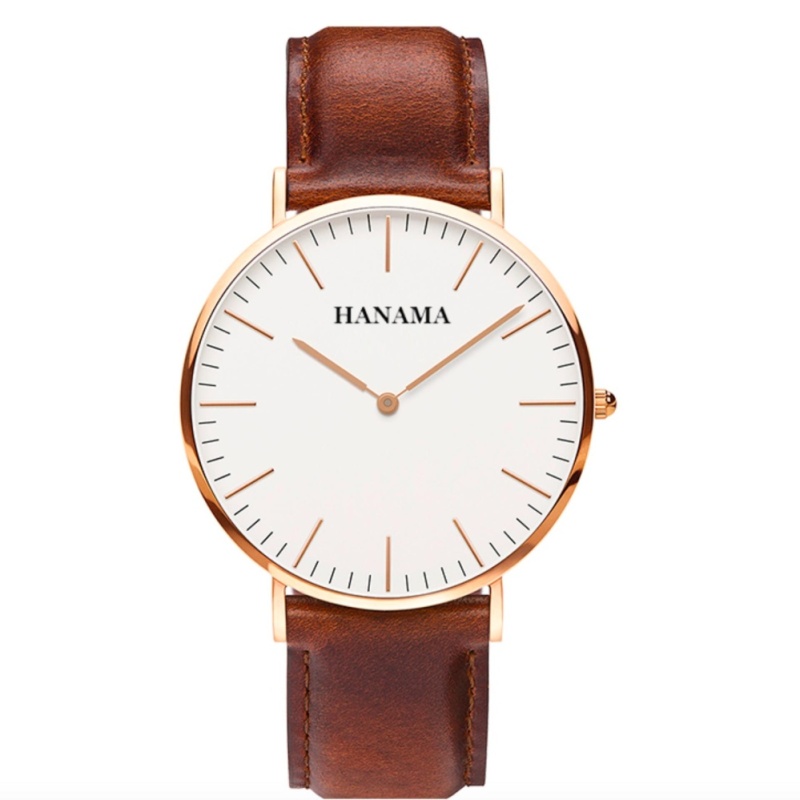Nơi bán Đồng hồ dây da nam HAMAMA WL01 (Nâu)