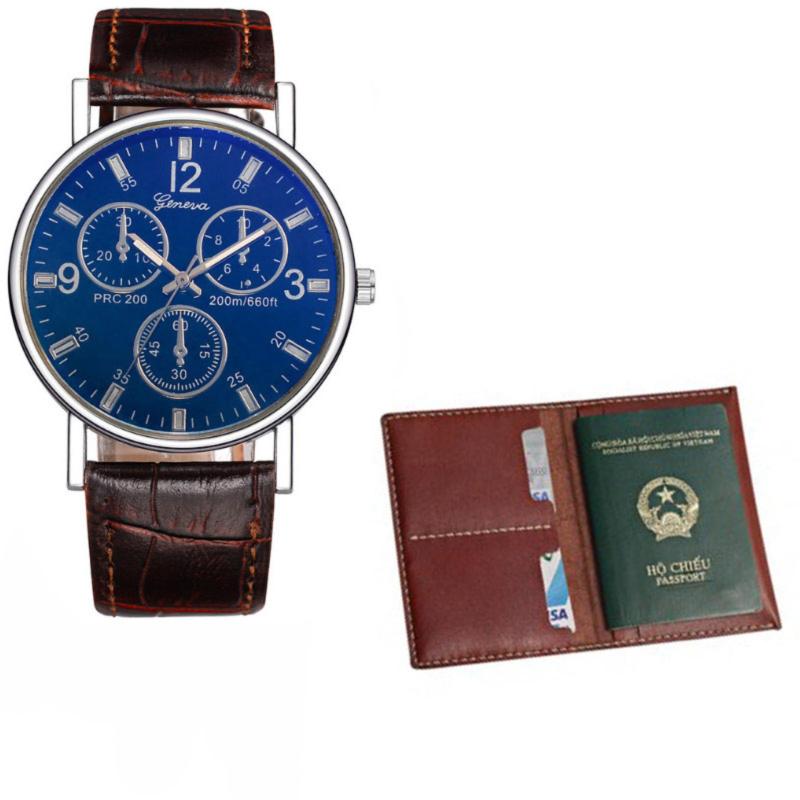 Nơi bán Đồng hồ dây da nam thời trang và ví da passport 038 ( Xanh Đen )