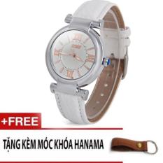 Đồng hồ dây da nữ chống nước skmei 9075 tặng kèm móc khóa da