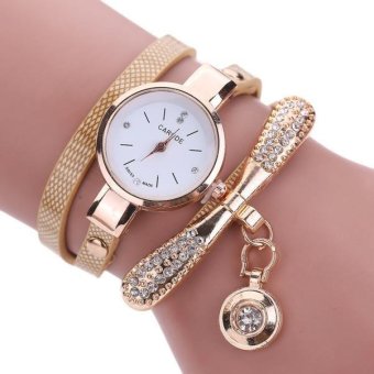 Đồng hồ đeo cổ tay Analog Quartz chất liệu da giả kim cương cho nữ - quốc tế  