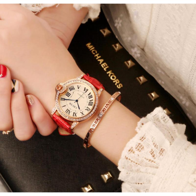 Nơi bán Đồng Hồ Đeo Tay Nữ Đính Đá L&A Fashion (Dây Đỏ)