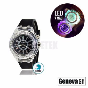 Đồng hồ Geneva G11 đính full hạt có LED (Đen)  