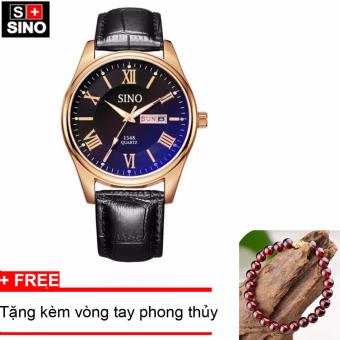 Đồng hồ nam dây da cao cấp Sino Japan Movt rose gold, tặng vòng tay đá đỏ TPO-S1548  