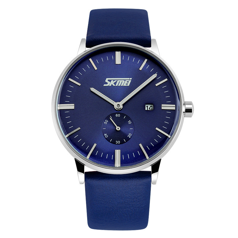 Đồng hồ nam dây da SK042 SKMEi (xanh)