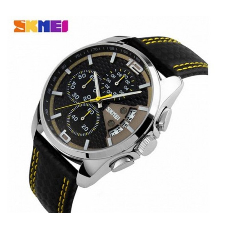 Nơi bán Đồng hồ nam dây da Skmei 9106 (Vàng)