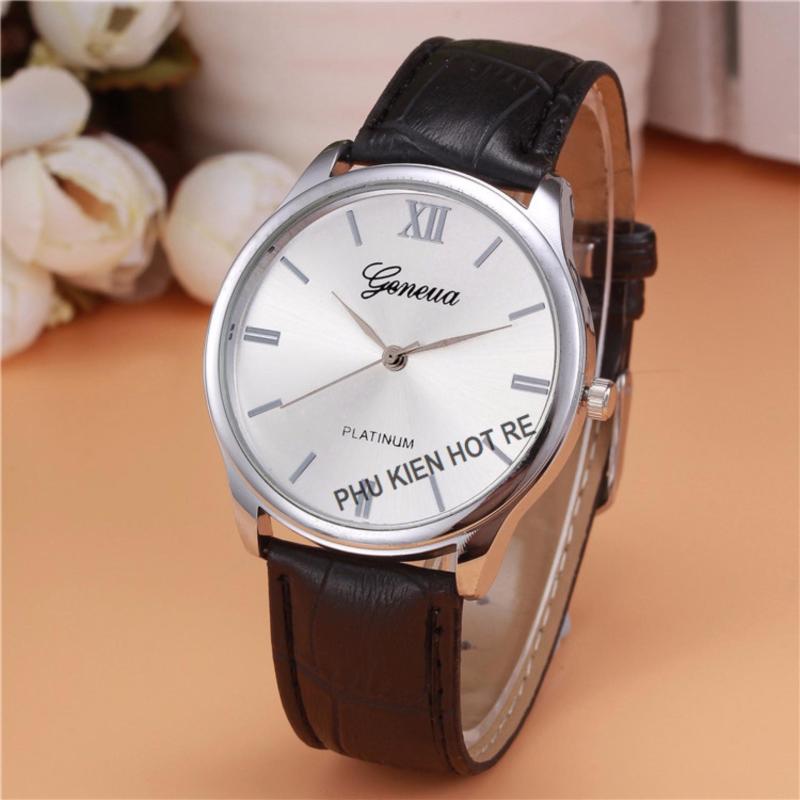 Nơi bán Đồng hồ nam dây da tổng hợp Geneva PKHRGE028-2 (Đen mặt trắng)