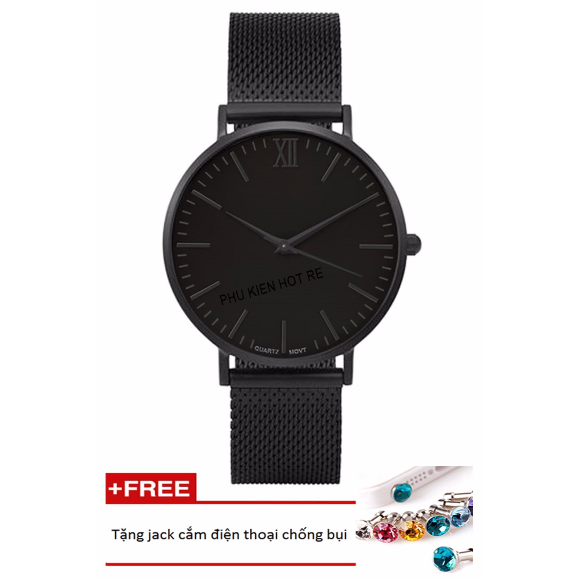 Đồng hồ nam dây hợp kim Geneva PKHRGE045-2 (đen)+ Tặng 1 jack chống bụi cho điện thoại