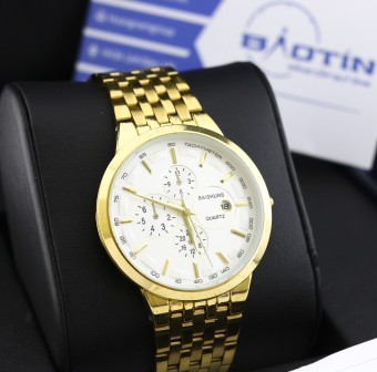Đồng hồ nam dây kim loại mạ Vàng BAISHUNS 9886 (Trắng)  